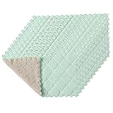 FIXOSHEE 20 Stück Teiliges Geschirrtuch Super Saugfähige Waschbare Küchentücher aus Mikrofaser Kratzfreie Spüllappen für Geschirr und Haushalt Leicht und Schnelltrocknend Grün