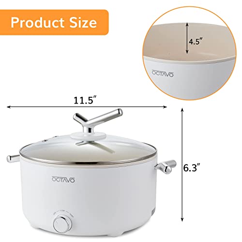 Octavo Electric Shabu Pot 3L With 1350W Adjustable Power Control, Nonstick Electric Frying Pan Electric Cooker, Multifunction Electric Skillet With Tempered Glass Lid For Shabu, Noodles, Stir-Fry #TOP5