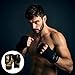 wkao Pu Leather Boxing Gloves for Training, Cushioned Foam Impact Protection, Black Gold Sports Gloves, 10 Oz, Fits 6.3-7.9 Hand Length