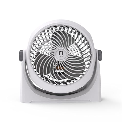 Navia CEN-1011 Ventilador Escritorio o Piso, 3 Velocidades, Cabezal 360°, Silencioso y Potente, Gris Fresco, 10'