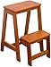 SKOAJAS 2-Stufen-Leiterhocker aus Holz, zusammenklappbar, für Erwachsene, Kinder, sichere Trittleitern für Haus und Küche, tragbare, stabile Leiter/Walnussfarbe