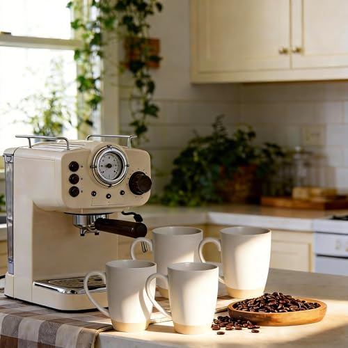 Set de 4 mugs grandes de cerámica 450 ml blancos miniatura 5