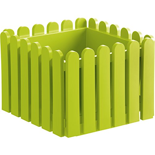 Preisvergleich Produktbild Emsa 508745 Blumenkübel, Eckig, Landhaus-Stil, 22 Liter, Grün, Landhaus