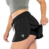KEIKI KONA 2-in-1 Flowy Fitness Shorts - Quick Dry Comfortable Workout Shorts with Drawstring...