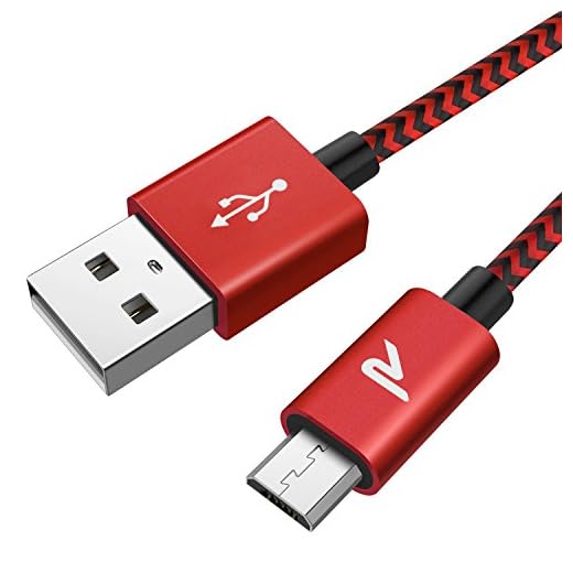 Rampow Câble Micro USB [2m/6.5ft] - Charge / Synchro Ultime Rapide - Câble USB Nylon Tressé en Fibre 2.4A - Rouge et Noir