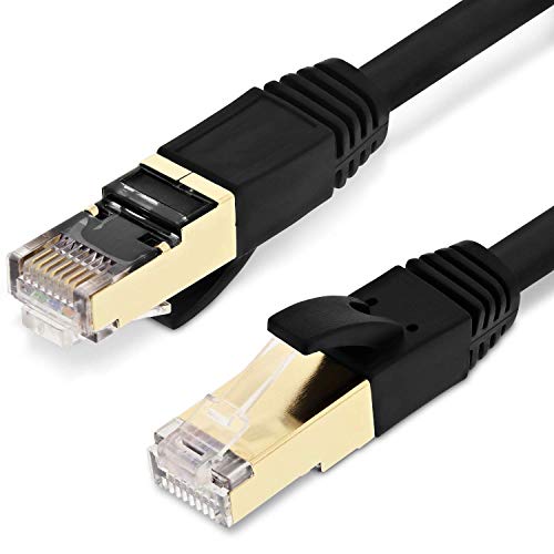 Vultic Flat Cat 7 Ethernet Cable, [16ft / 5M] Internet Network LAN High Speed [10Gbps / 600Mhz] RJ45 Computer Cord (Black 16ft)