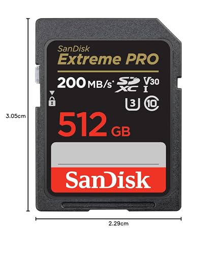 SanDisk Extreme Pro SD UHS I 512GB Card for 4K Video for DSLR and Mirrorless Cameras 200MB/s Read & 140MB/s Write