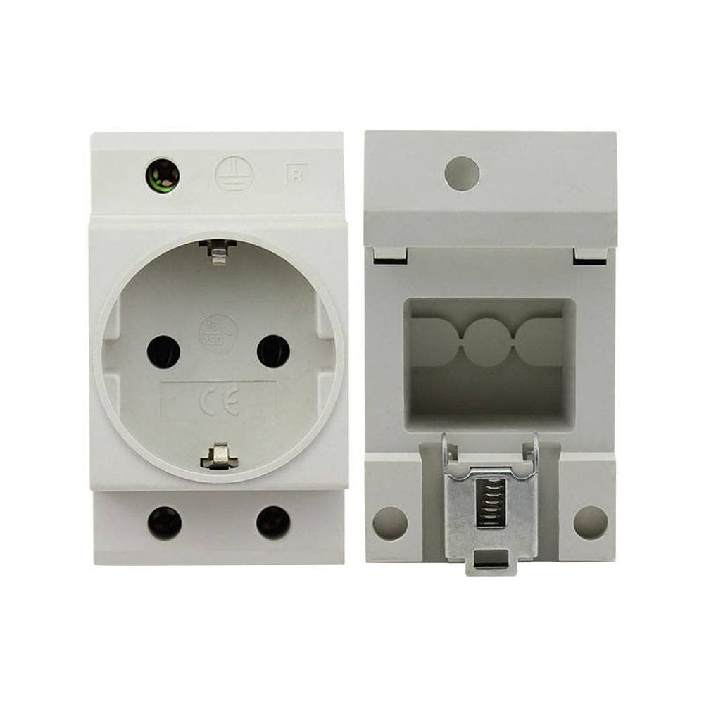 EU Din Rail Mount Power Socket 2 Pins Extention Distribution Box 10-16A 250V Modular Socket for Switchgear