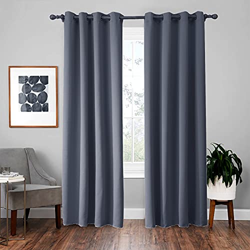 2 Panels Velvet Blackout Curtains Solid Grommet Curtains Thermal Insulated Soundproof Room Darkening Curtains Drapes Panles for Living Room Bedroom (Dark Gray, 55''W x 88''L)