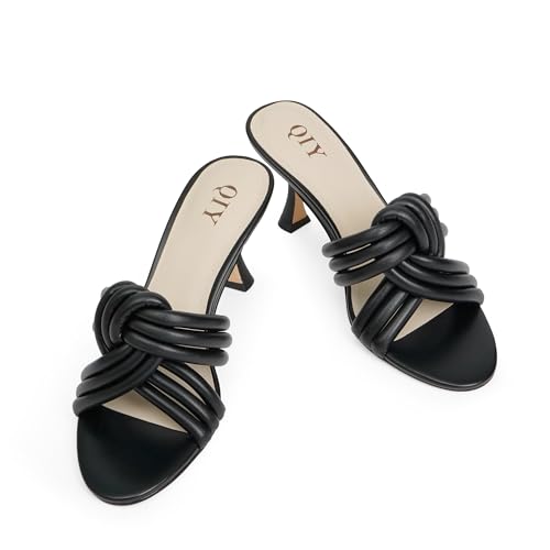 Mule Heels for Women Slip On Heeled Knot Sandals for Women Wedding Dressy Shoes4