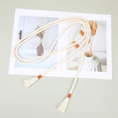 Rope Belts for Women, Simple Cotton long Waist Rope Tie Belt Medieval Plus Size Women Braided Knotted Waist Belt Boho Ropes Tie Waistband Tassels Braided Woven for Womens Dresses Pants2