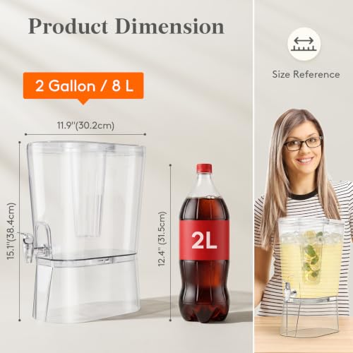 Image of Lifewit 2 Gal Drink Dispenser with Leak-Proof Spigot & Fruit Infuser 3 Pcs