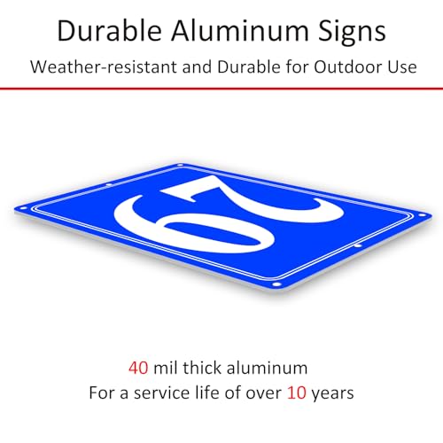 Image of Premium Aluminum Number Signs 29, Metal 12 inch X 8 inch Blue Numbered Signs Outdoor for Parking Lots, Floor, Dock, Court, Aisle, Field, High Visibility, No Fade, Weather-resistant