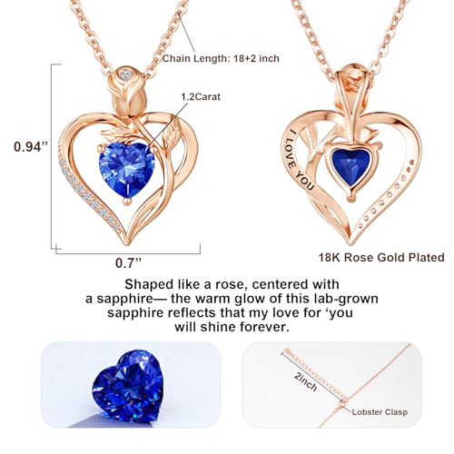 Image of Heart Birthstone Necklace for Women I Love You