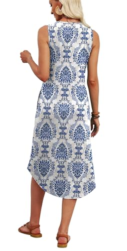 Image of WIHOLL Summer Dresses for Women 2026 Button Front Sleeveless Casual Midi Dress Beach Vacation Sundresses with Pockets