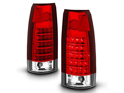 SPPC Red/Clear LED Tail Lights Assembly Set for Chevrolet Full Size - (Pair) Includes Driver Left and Passenger Right Side Replacement