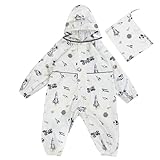 Générique Imperméables Filles Vêtement Pluie Capuche Poncho Combinaison Outdoor Manteau Réutilisable Incontournable Sèche Lavable (White, 2 3 Years)