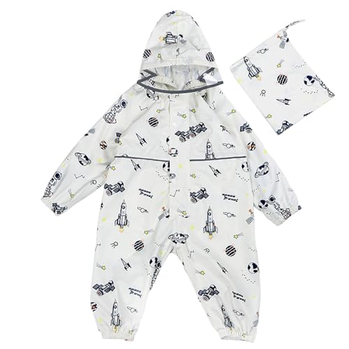 Générique Imperméables Filles Vêtement Pluie Capuche Poncho Combinaison Outdoor Manteau Réutilisable Incontournable Sèche Lavable (White, 2-3 Years)