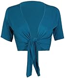  Purple Hanger - Boléro Femmes Uni Attache Devant Réglable Manche Courte Gilet Epaulette Neuf - 40-42, Sarcelle