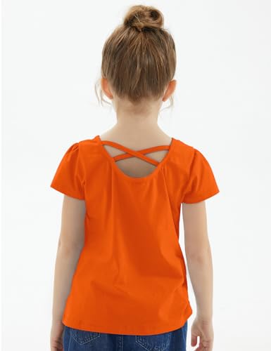 Image of Noomelfish Girls Criss Cross Back T-Shirts Short Puff Sleeve Tee Tops (5-12 Years)