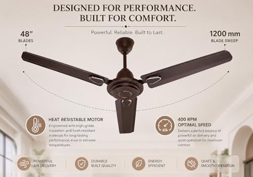 Image of Creta (ALU)1200 mm Ceiling Fan with 12 Months Warranty (Pack of 1),Brown