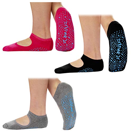 3 x Ladies Women Yoga Pilates Ballet Dance Barefoot Workout Non Slip Grip Gripper Strap Socks Colour:Assorted Size:UK 4-7
