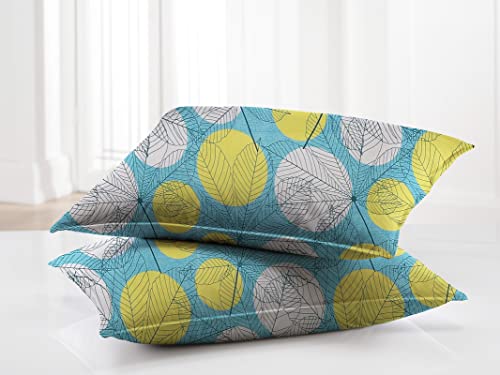 Image of VAS COLLECTIONS Premium Double Bedsheet with 2 Pillow Covers - 160 TC Supersoft Microfiber - Breathable & Wrinkle Free - 3 Pcs Set | Green and Yellow