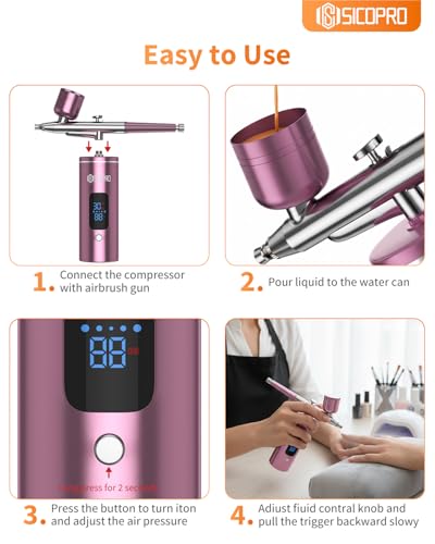 Image of Airbrush Gun, Airbrush for Nails, Upgraded Nail Airbrush Machine | Nail Air Brush, Cordless Airbrush Kit, Airbrush Nails, Air Brush Nails, Air Brush Guns For Models /Cakes /Hair /Painting