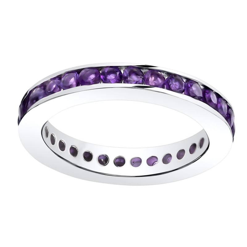 925 Sterling Silver February Birthstone African Amethyst Gemstone Full Eternity Band Silver Rings For Women3