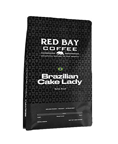 Red Bay Coffee "Brazilian Cake Lady" Medium Roasted Fair Trade Whole Bean Coffee - 12 Ounce Bag