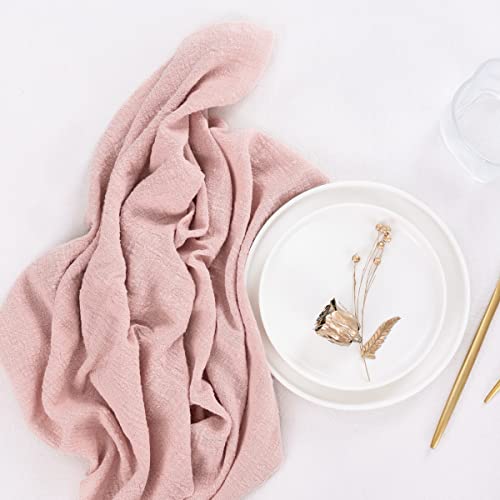 Linxtar Cheesecloth Gauze Napkins 10 Pack 16X16 Inches Dusty Rose Bulk Vintage Handmade Cotton Cloth Napkins Events Decorative Rustic Soft Boho Dinner Napkins For Parties Wedding Everyday Use #TOP2