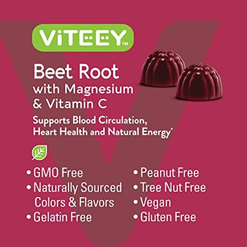 Beet Root Gummies With Magnesium & Vitamin C- Dietary Supplement & Immune Health - Berry Beet Flavor [60 Count 1 Pack] #TOP4