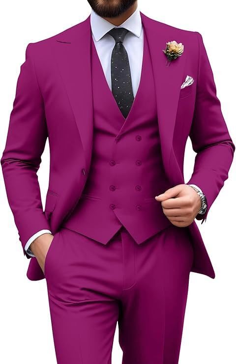 Men's 3 Pieces Suit Single Breasted Button Jacket Pants Notch Lapel Prom Business Tuxedos