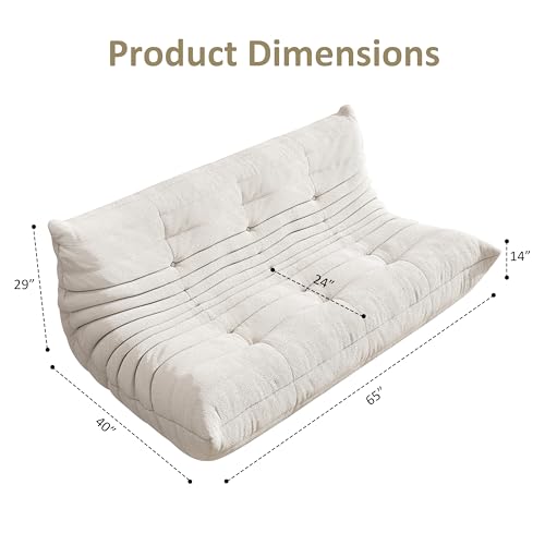 Image of Giant Bean Bag Chair, Oversized Cloud Soft Memory Foam Bean Bag Sofa, Vacuum Compressed No Assembly Comfortable Lounge Couch for Living Room Family Rest Leisure Use (White, 3-Seater)