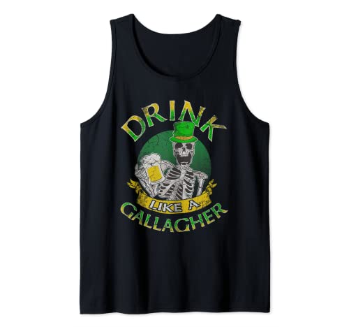 Drink Like A Gallagher Family Apellido Día de San Patricio Irlandés Camiseta sin Mangas