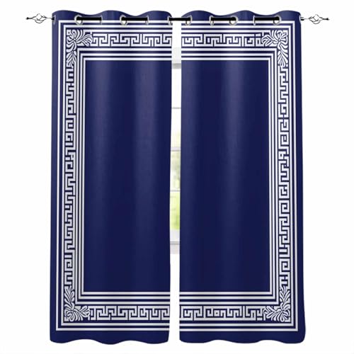 nqOlkjepod Navy Blue Geometric Blackout Curtains for Bedroom, Thermal Insulated