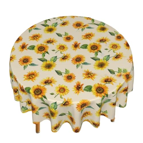 CWPFVQA Nappe Tournesol 1 Pièce, Nappe Ronde Florale, Nappe À Motif Imprimé, Nappe De Décoration De Table À Manger, Nappe Imperméable Et Anti-Salissure,...