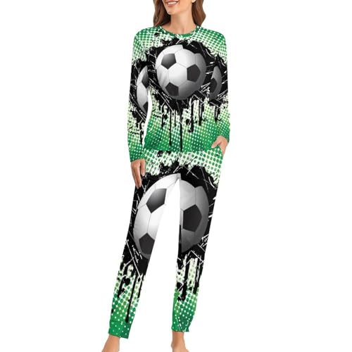 Pyjama femme Sceau De Football sleepwear manches longues et pantalon de nuit