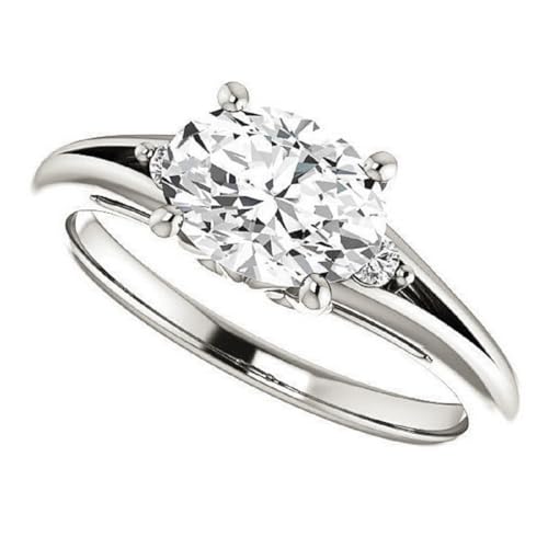 14K Solid Gold Handmade Engagement Ring, 1.5 CT Oval Cut Moissanite Solitaire Ring Diamond Wedding Ring for Her/Woman, Gorgeous Ring, VVS1 Colorless (White)
