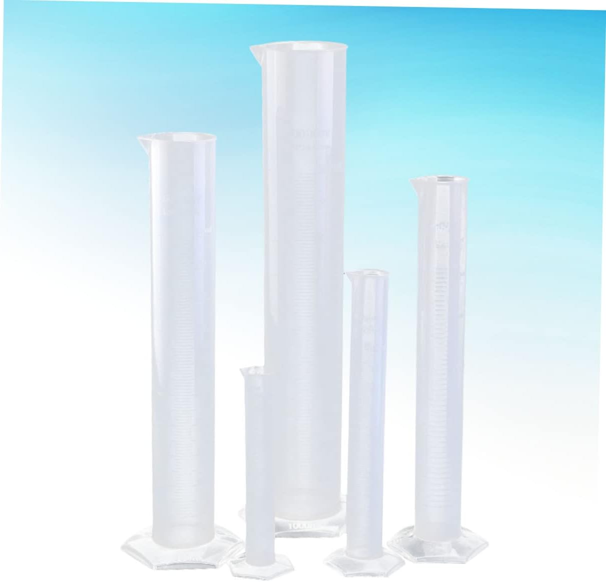 5pcs Science Measuring Cylinders Plastic Graduated Cylinders for Lab Home