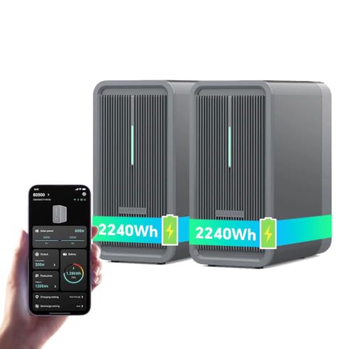 Marstek B2500 Balkonkraftwerk mit Speicher: 0% MwSt 4480Wh LiFePO4 Solarbank Speicher 2 MPPTs 1600W Max. PV Solareingang & 800W DC-Ausgang App-Steuerung IP65 Plug&Play