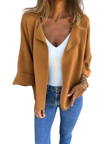 Peculiar Faux Suede Cardigan, Women's Casual Loose Lightweight Solid Color Trendy 2025 Cardigan, Open Front Lapel