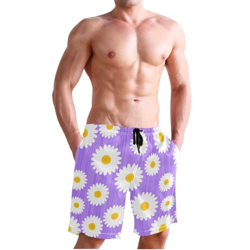 Flowers Floral Purple Mens Swim Trunks Quick Dry Beach Shorts with Pocket S 23028754