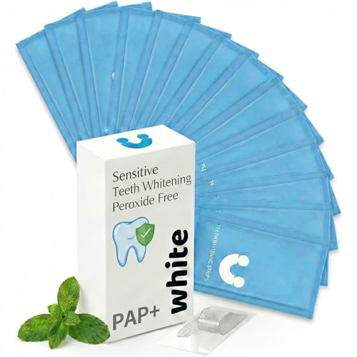 Image of Teeth Whitening Strips for Sensitive Teeth - Peroxide Free No Sensitivity - 14 Strips with Pap+ & Nano Hydroxyapatite - Enamel Safe Whitening in 7 Days - WhiteU
