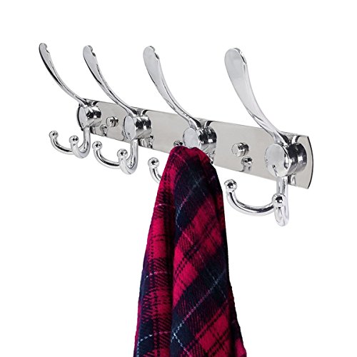 PluieSoleil Patères Porte Manteaux en Acier Inoxydable pour Porte-Manteau/Serviettes/Chapeau (4 Crochets)