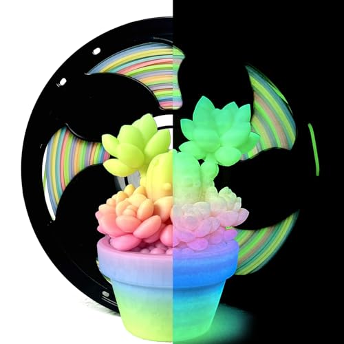 Image of Pop Rock Glow in Dark Rainbow PLA 1.75mm 1kg Luminous 3D Print Filament FDM | Glow in the dark Luminous Gradient Vibrant color Hide layer lines Low warping No tangle 1kg spool 2.2lbs for Bambu Flashforge