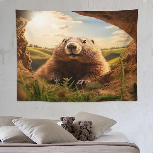 Tapisserie marmotte habiller un grand mur de salon vide