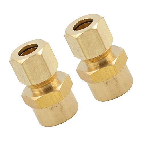 Legines Brass Compression Fitting Female Coupling Adapter 1/4" Tube Od X 1/8" Npt Female Pack Of 2 #TOP18