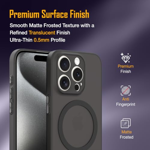 Image of ZAP CASE Paper Thin Case for iPhone 15 Pro | Ultra-Slim 0.5 mm Back Cover | Metal Buttons | Lightweight | Matte Finish | Anti-Fingerprint | Scratch Resistant | Camera Protection | Magsafe | Black