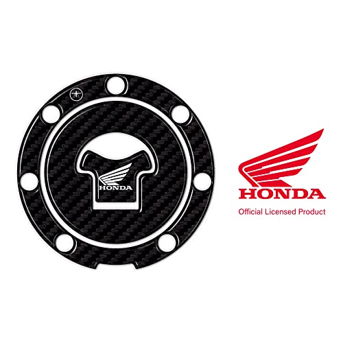 labelbike - Offiziell lizenzierter Honda Aufkleber, Dekoration und Schutz aus 3D-Gelharz für 7-Loch Tankdeckel des Motorrads - weißes Honda-Logo
